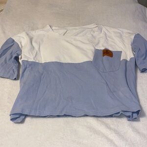 Fashion MBC blue and white cropped t-shirt